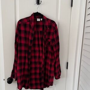 Nordstrom Red and Black Plaid Button Down Shirt